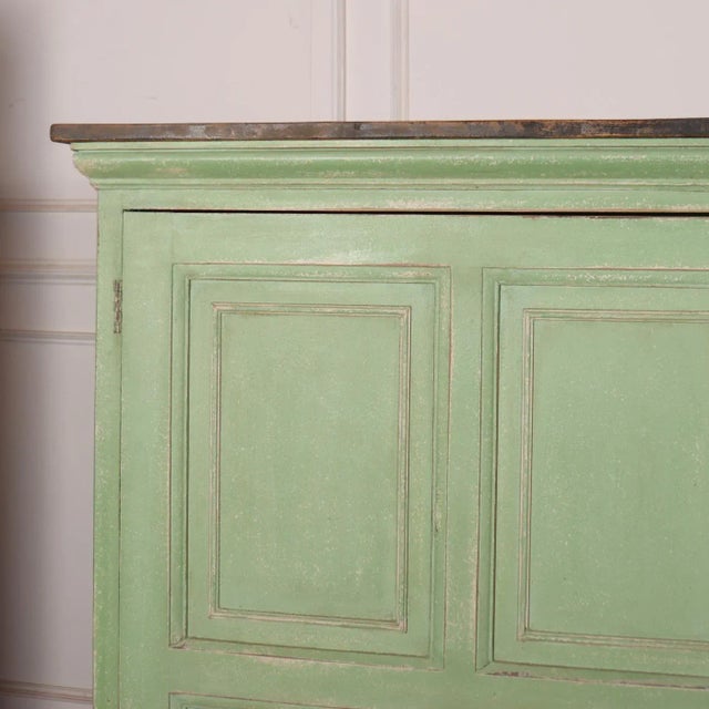 Huge 19th C English country house painted pine linen cupboard with vast storage. 1840. This piece is designed in the style...