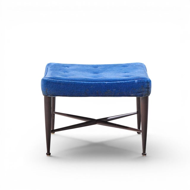Edward Wormley for Dunbar Model 5002 Mid Century Thebes Mahogany Stools - Pair For Sale - Image 9 of 10