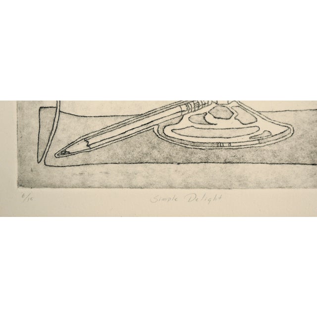 Gray "Simple Delight" - Wine Glass & Rose Still Life Etching in Ink on Paper (#6/15) by Curtis G. Leonardo For Sale - Image 8 of 8