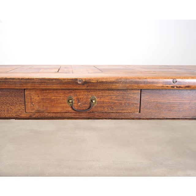 Country French Oak Parquetry-Top Farmhouse Dining Table 8 Ft For Sale - Image 14 of 18