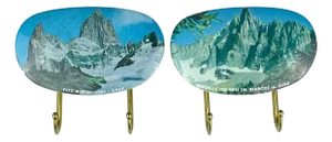 Vintage Brass Hangers with Photo, Italy, 1950s, Set of 2