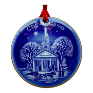Vintage Bing & Grøndahl Ornament “New England" 1989 From the "Christmas in America" Limited Edition -Porcelain Blue and White