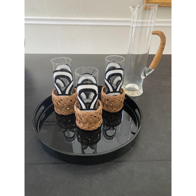 1970s Vintage Italian Wicker Beverage Set- 7 Pieces For Sale - Image 5 of 11