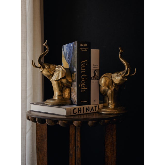 Rare Vintage Mid-Century Hollywood Regency Brass Elephant Bookends For Sale - Image 12 of 13