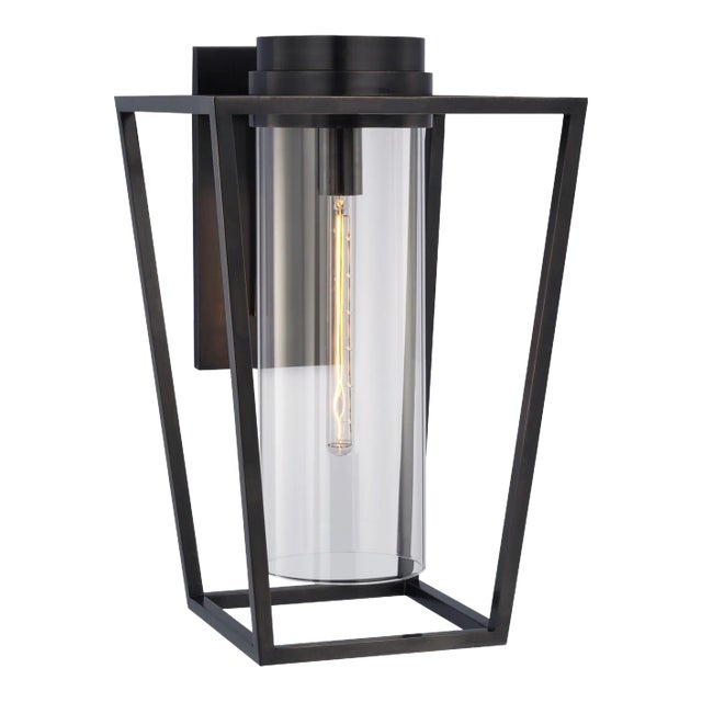 Ian K. Fowler for Visual Comfort Signature Presidio Medium Bracketed Sconce in Bronze with Clear Glass For Sale