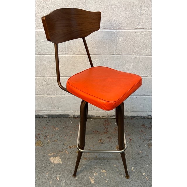 Mid 20th Century Mid-Century Modern Swivel Bar Stools Circa 1960's For Sale - Image 5 of 14