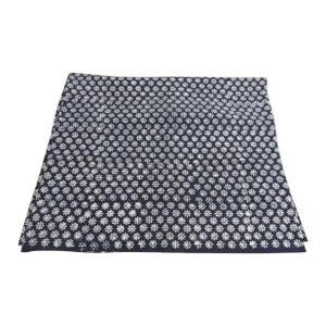 Vintage Blue and White Hand Blocked Floral Pattern Batik Fabric
