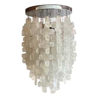 1973 Italian Fused Glass Flush Mount Chandelier For Sale