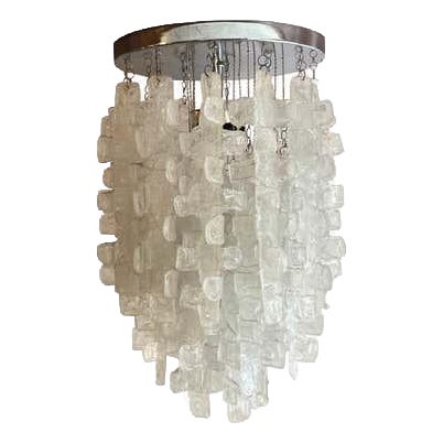 1973 Italian Fused Glass Flush Mount Chandelier For Sale