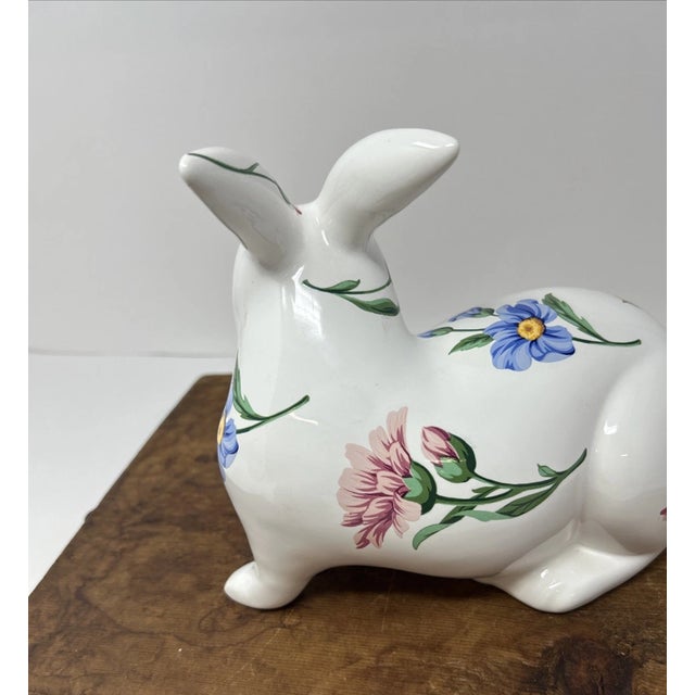 Mid-Century Modern Vintage Tiffany and Co. Porcelain Floral Bunny Rabbit Figurine For Sale - Image 3 of 7