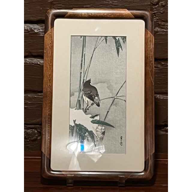 Pair of authentic early 20th-century Japanese Shin-hanga kacho-e (bird-and-flower) woodblock prints by Yoshimoto Gesso...