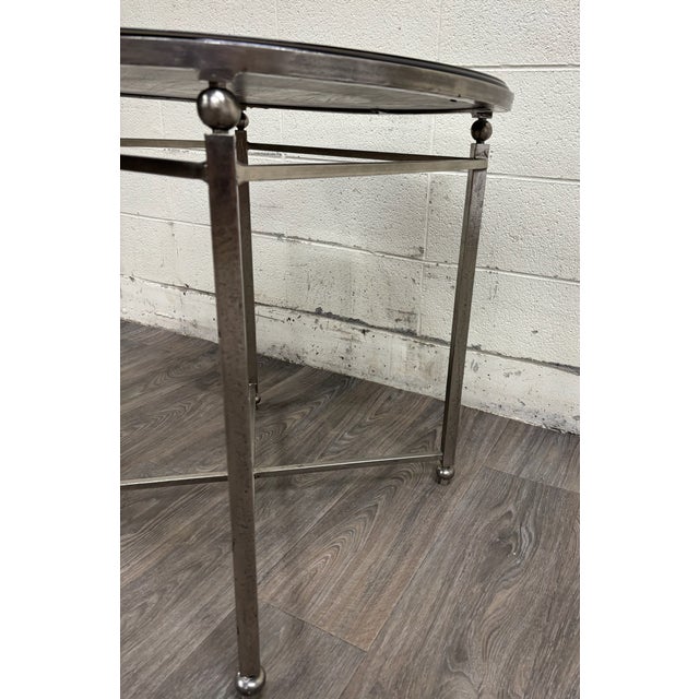 Wood Vintage Milling Road by Baker Furniture Round Accent Table For Sale - Image 7 of 14