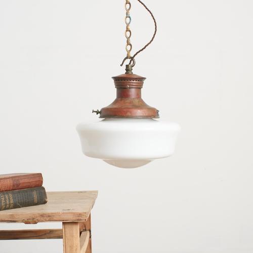 White Vintage Church Opaline Glass Pendant Light by Maxlume D, 1940s For Sale - Image 8 of 8