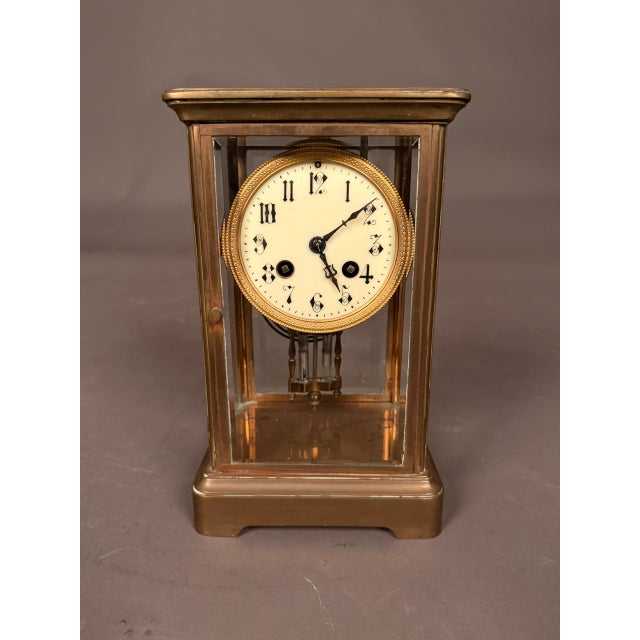 Metal Late 19th Century French Crystal Regulator Clock With Brass Case, Circa 1890 For Sale - Image 7 of 17