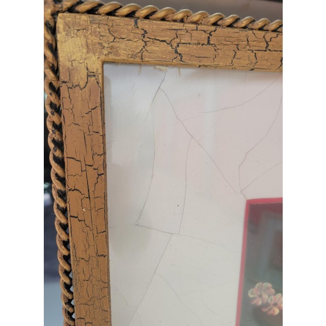 1980s 1980s Oversized John Richard Chinoiserie Botanical Framed Wall Art With Gilt Rope Architectural Pediment Crest For Sale - Image 5 of 11