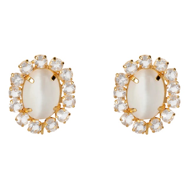 Luna Studs, Pearl, Clip On For Sale