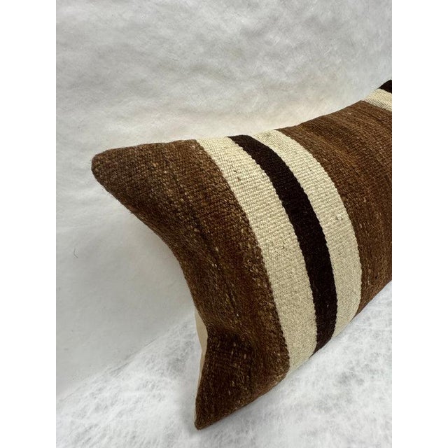 Turkish Hemp Pillow Cushion Natural Beige Brown Pillow Cushion Cover 16" x 24" For Sale - Image 4 of 4