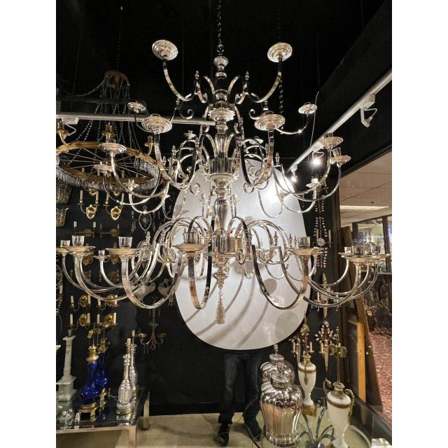 Silver 1930’s English Silver Plated Chandelier For Sale - Image 8 of 9