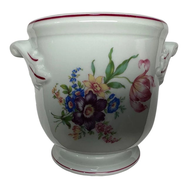 Vintage Vista Alegre Floral Cachepot Planter. Fine Porcelain Portugal For Sale