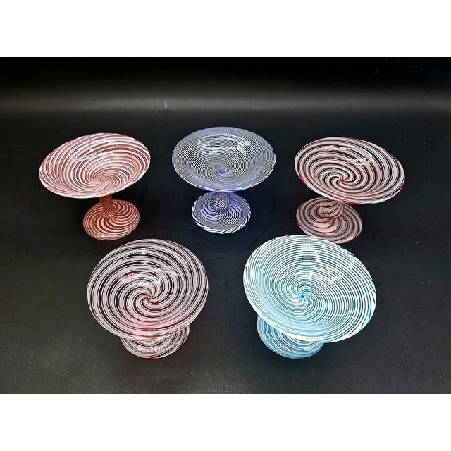 Clear Blue and White Spiral Crystal Baluster-Footed Cups from Baccarat, 1890s, Set of 5 For Sale - Image 10 of 10