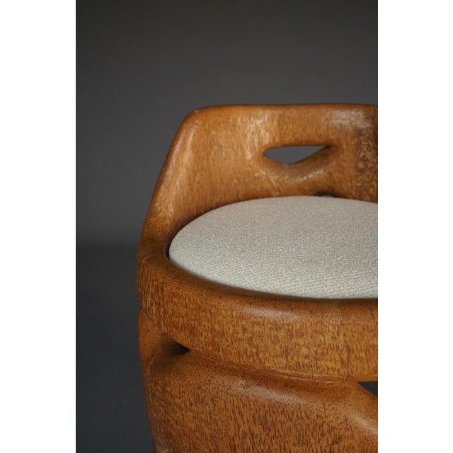 Brown Hand-Carved Palm Wood Side Chair, 1970s For Sale - Image 8 of 10