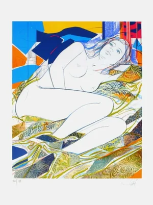 1990s Jean-Baptiste Valadié Naked Among Colors Lithograph