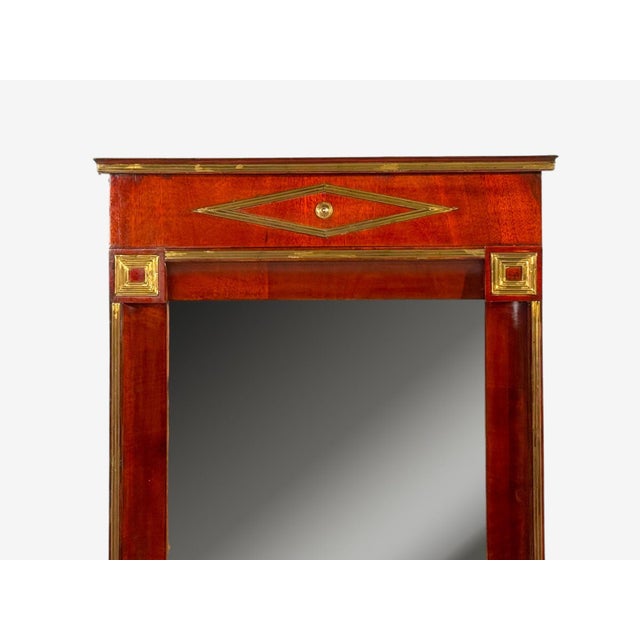 Wood Russian Neoclassical, Wall Mirror, Mahogany, Bronze, Baltic States, 1860s For Sale - Image 7 of 13