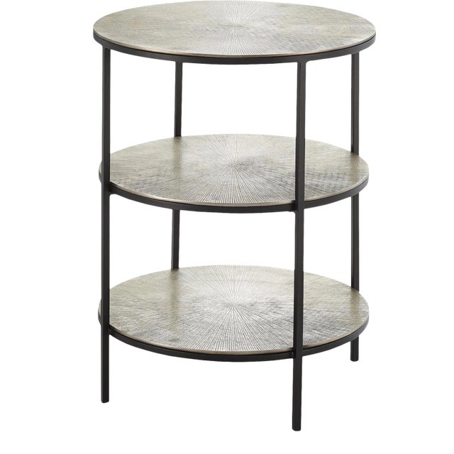 Currey & Company Pewter Cane Accent Table For Sale