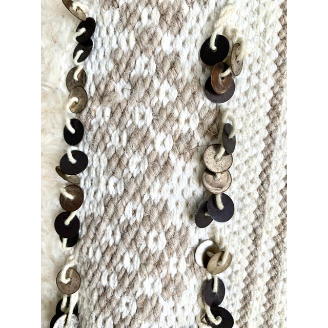 Rh Teen Moroccan Wedding Decorative Lumbar Pillow Cover Handwoven Cotton Wool Sequins Bands Accented 13”x 34” For Sale - Image 10 of 11