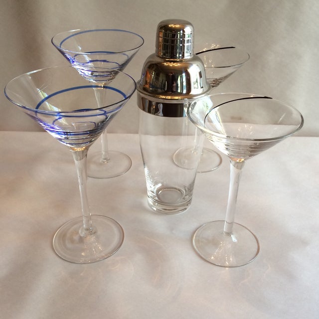 Swirl Martini Glasses & Shaker Set of 5 Chairish