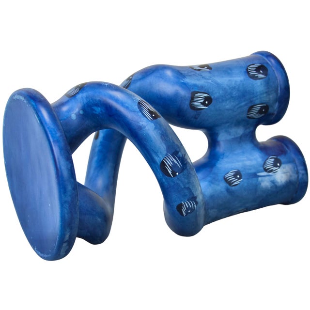Stone Vintage Handcrafted Blue West-African Soapstone Candleholders- S/2 For Sale - Image 7 of 7