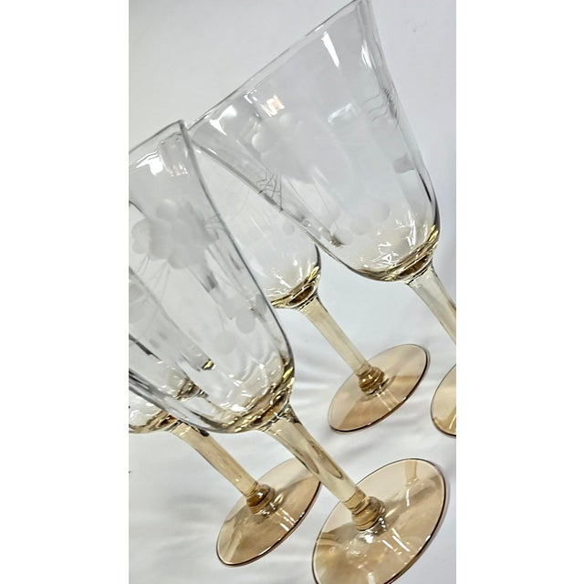 Champagne Etched Goblets- Set of Four For Sale - Image 4 of 12