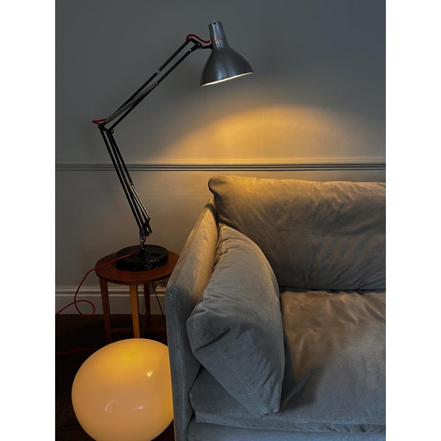 Mid-century modern articulated floor lamp by luxo, designed by jac. Jacobsen and bearing the historic u.s. Patent no....