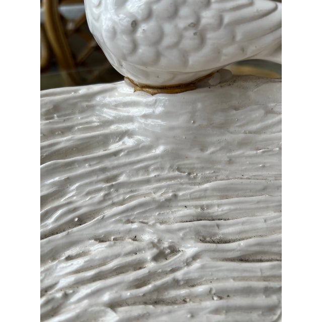 1990s White Ceramic Bowl Featuring Three Bird Sculptures Around Its Rim. Global Views, Made in Italy For Sale - Image 5 of 8