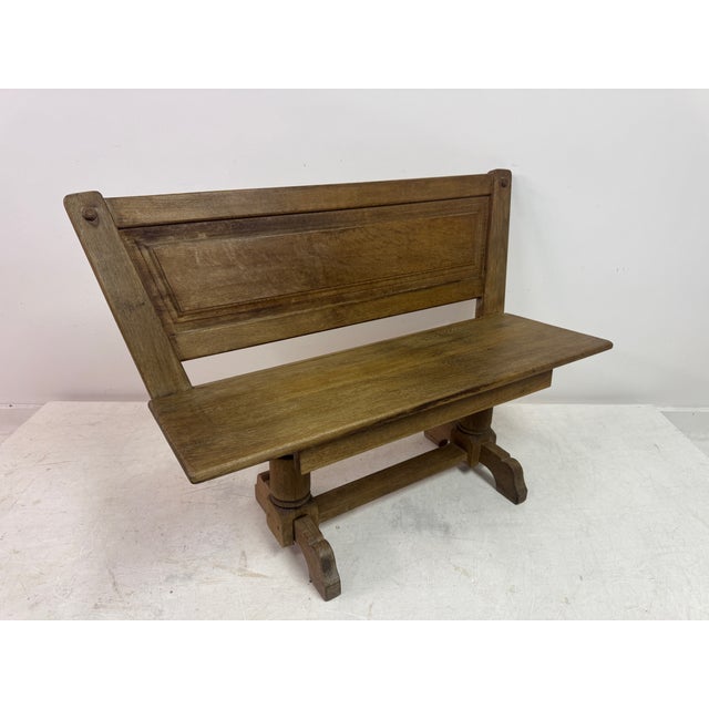 Vintage Belgian Oak Bench by De Puydt, 1960s For Sale - Image 10 of 15