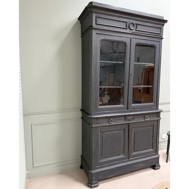 Louis-Philippe Sideboard in Glass and Wood For Sale - Image 6 of 17
