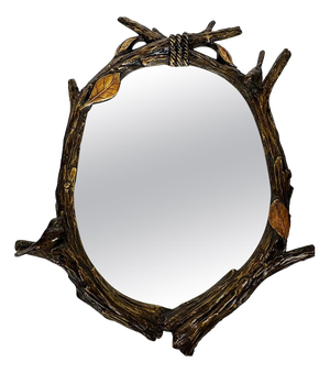 Decorative Mirror with Wooden Branches and Birds, France, 1970