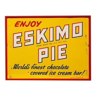 Vintage Eskimo Pie Framed Tin Litho Sign For Sale