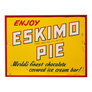 Vintage Eskimo Pie Framed Tin Litho Sign