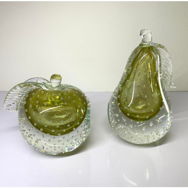 Large Barbini Murano Glass Pear & Peach Paperweights or Bookends These are also beautiful displayed without books, or even...