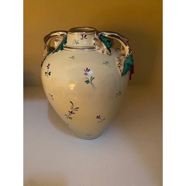Italian Capodimonte Style Vase with 3-d flowers and leaves. Direct from Italy in the late 1950's early 1960. Vase is 12"...