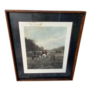 Antique Heywood Hardy Hand Colored Engraving Titled â€œ Going to the Meet â€œ