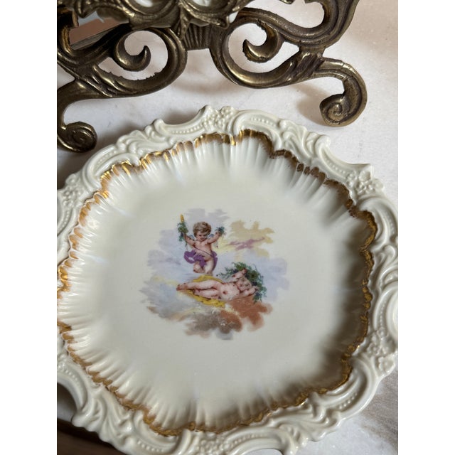 Limoges, France Antique T&v Limoges France Gilt Cherub Porcelain Plates – Set of 4 For Sale - Image 4 of 12