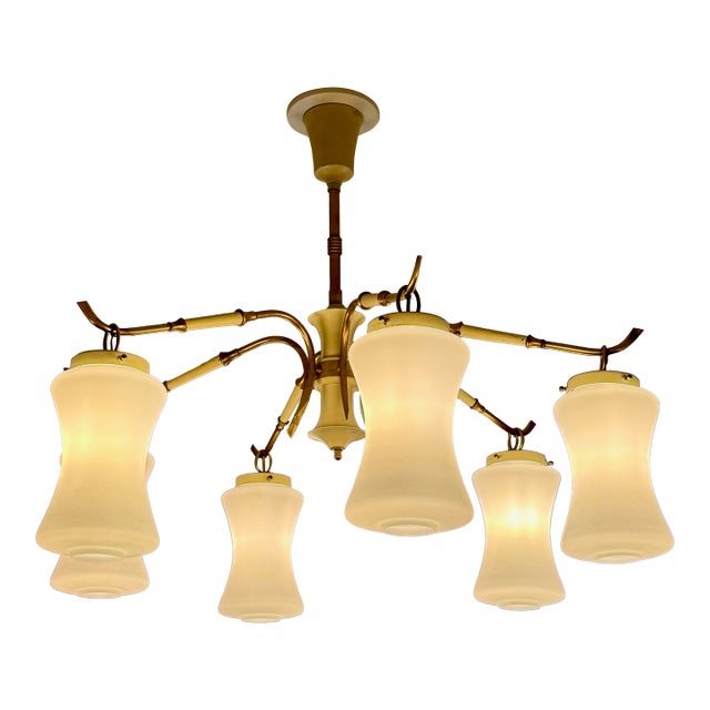 Vintage Stilnovo 6 Arm Chandelier For Sale