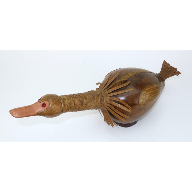 Mid-Century Modern Mid 20th Century Italian Leather Covered Glass Duck Decanter For Sale - Image 3 of 13