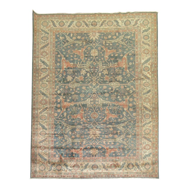 20th Century Turkish Green Terracotta RugX 9'7'' - 7'3" x 9'7" For Sale