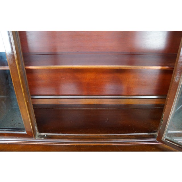 Mid Century Sheraton Style Mahogany Bow Front China Curio Display Cabinet 82" For Sale - Image 12 of 18