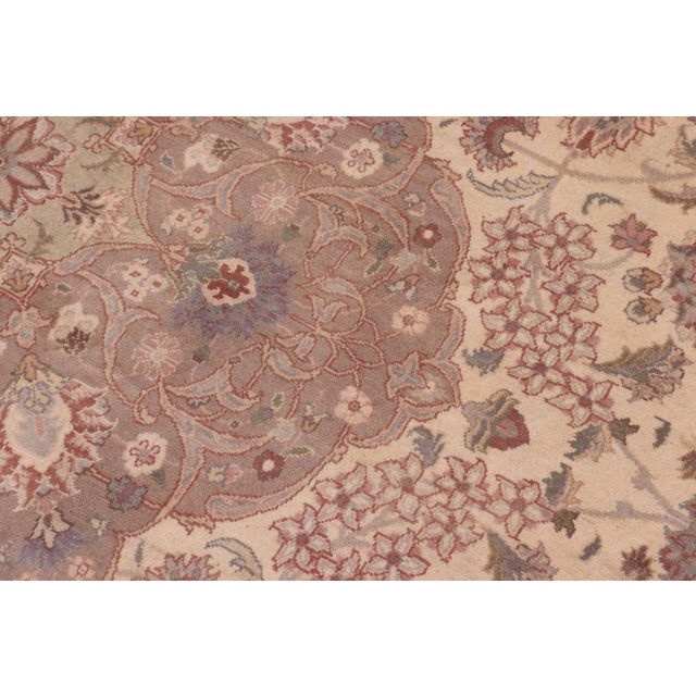 Medallion Kashan Pak-Persian Ivory/Brown Wool Rug - 10'1'' X 13'6'' For Sale - Image 4 of 8
