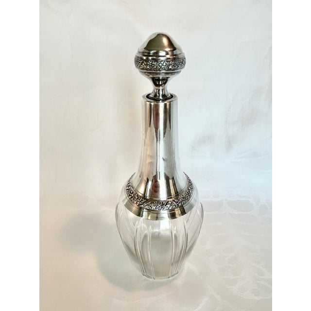 Antique French Baccarat Crystal Sterling Silver Liquor Decanter Ravinet d'Enfert For Sale In Los Angeles - Image 6 of 8