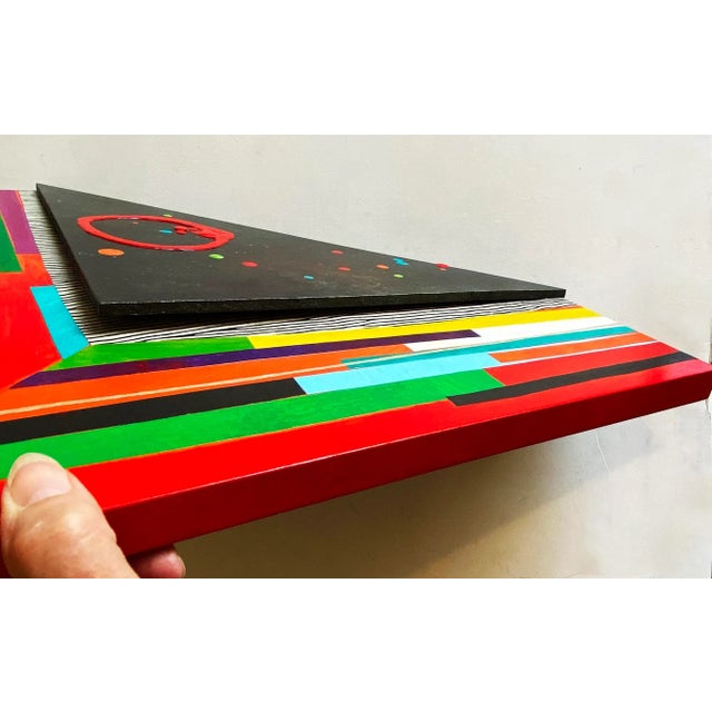 Wood "Chevron" Contemporary Geometric Striped Collage For Sale - Image 7 of 10